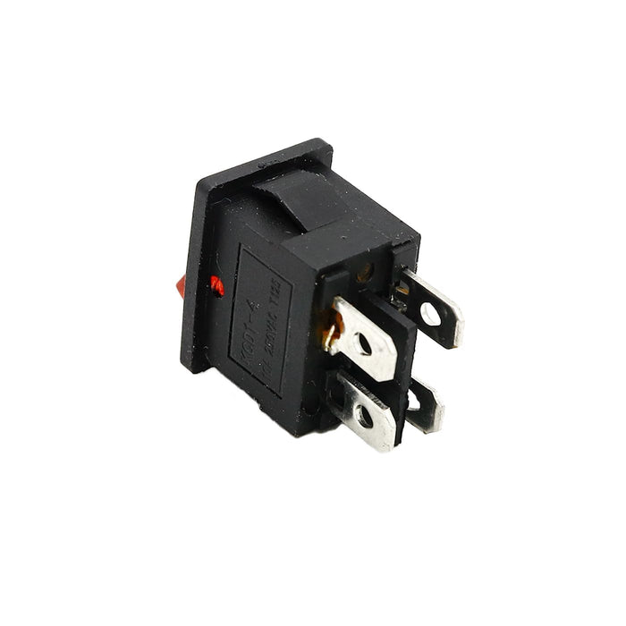 ROCKER SWITCH KCD1-104 BLACK RED 6A 250V AC 10A 125V AC