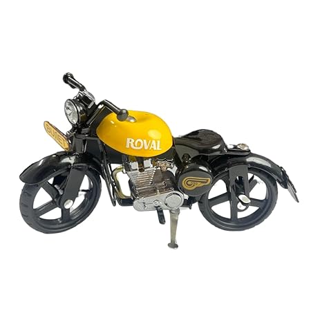 DIE CAST MOTORCYCLE BULLET CLASSIC 550 BIKE MODEL METAL WITH SIDE STAND YELLOW
