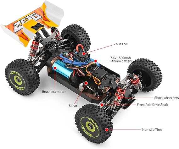 1:14 Scale 2.4Ghz RC Car, 4WD 75Km/H High Speed Racing Car, Off-Road Buggy Drift Car RTR