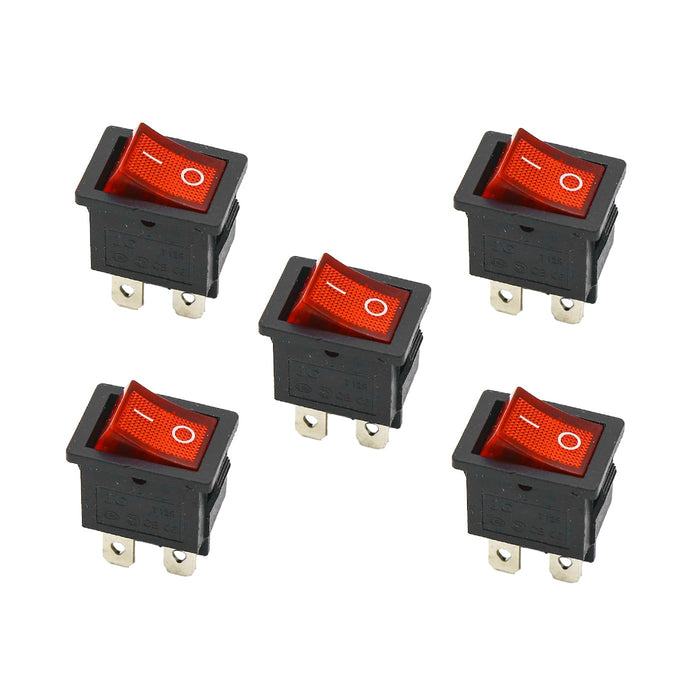 ROCKER SWITCH KCD1-104 BLACK RED 6A 250V AC 10A 125V AC