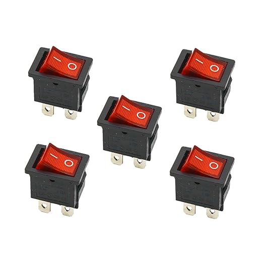 ROCKER SWITCH KCD1-104 BLACK RED 6A 250V AC 10A 125V AC