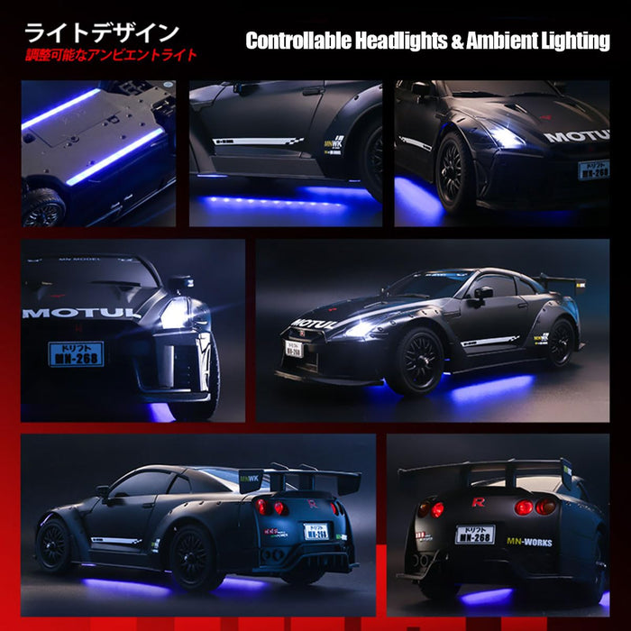 MN MODEL DRIFT GT-R R35 MN268 1:16 W/GYRO RTR REAR DRIVE DRIFT CAR (SILVER)
