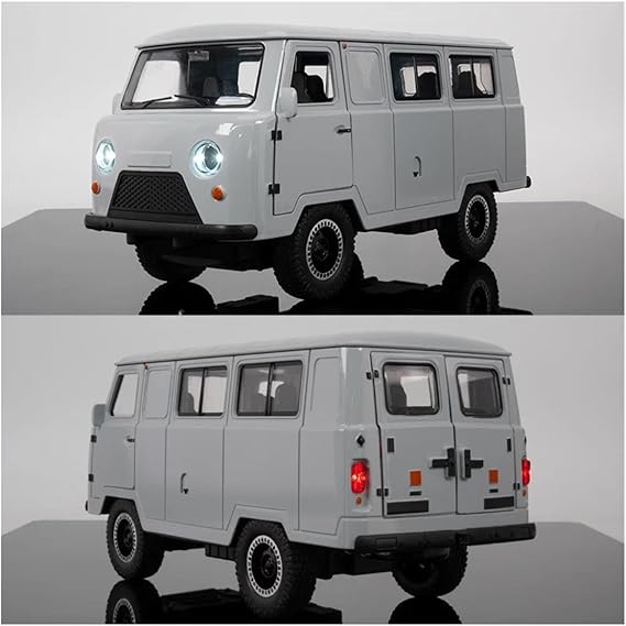 UAZ 31514 VAN 1:18 DIACAST CAR MODEL SR-1811B PULL BACK WITH SOUND & LIGHT (GRAY)