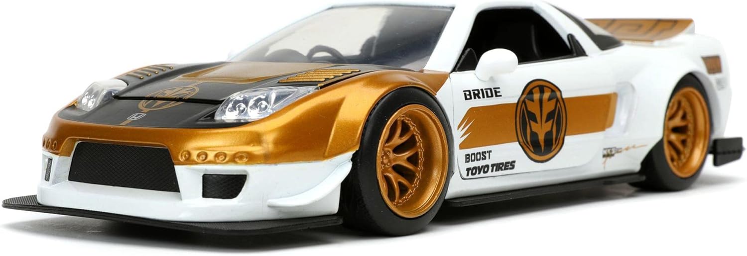 JADA TOYS POWER RANGERS 1:24 2002 HONDA NSX TYPE-R JAPAN SPEC DIE-CAST CAR WITH 2.75" (WHITE RANGER FIGURE)