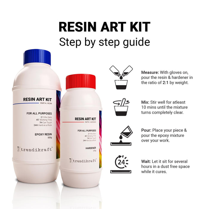 TRENDIKRAFT 2:1 CRYSTAL CLEAR EPOXY RESIN ART KIT WITH LIQUID HARDENER RAISINS ART & CRAFT