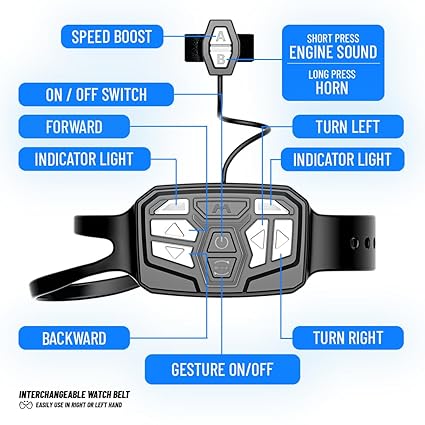 MIRANA WATCH CONTROL TRACER RC CAR HAND & APP CONTROL WITH BLUETOOTH SPEAKER C-TYPE CHARGING HIGH SPEED RACING ( YELLOW )