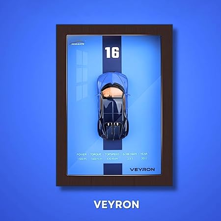 DIE CAST CAR METAL MODEL WITH 3D FRAME 1:32 SCALE VEYRON BLUE 8025A