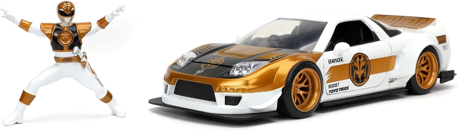 JADA TOYS POWER RANGERS 1:24 2002 HONDA NSX TYPE-R JAPAN SPEC DIE-CAST CAR WITH 2.75" (WHITE RANGER FIGURE)