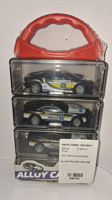 ALLOY POLICE CAR DIE CAST METAL 1: 64 POLICE CAR & STORAGE & 4 RANDOM (PACK OF 4)