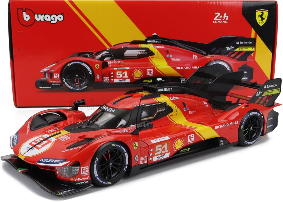BBURAGO 2023 FERRARI 499P 3.0L TURBO V6 - WINNER LE MANS 1:18 SCALE #18-16301