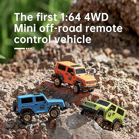 SNICLO 1:64 Scale Jeep Wrangler Remote Control Car Off-Road Series,Rc Car With Camera And FPV Goggles (BLUE)