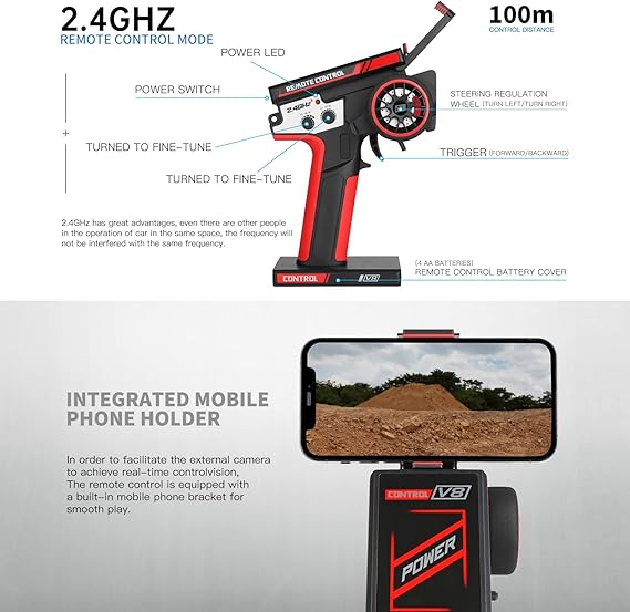 1:14 Scale 2.4Ghz RC Car, 4WD 75Km/H High Speed Racing Car, Off-Road Buggy Drift Car RTR