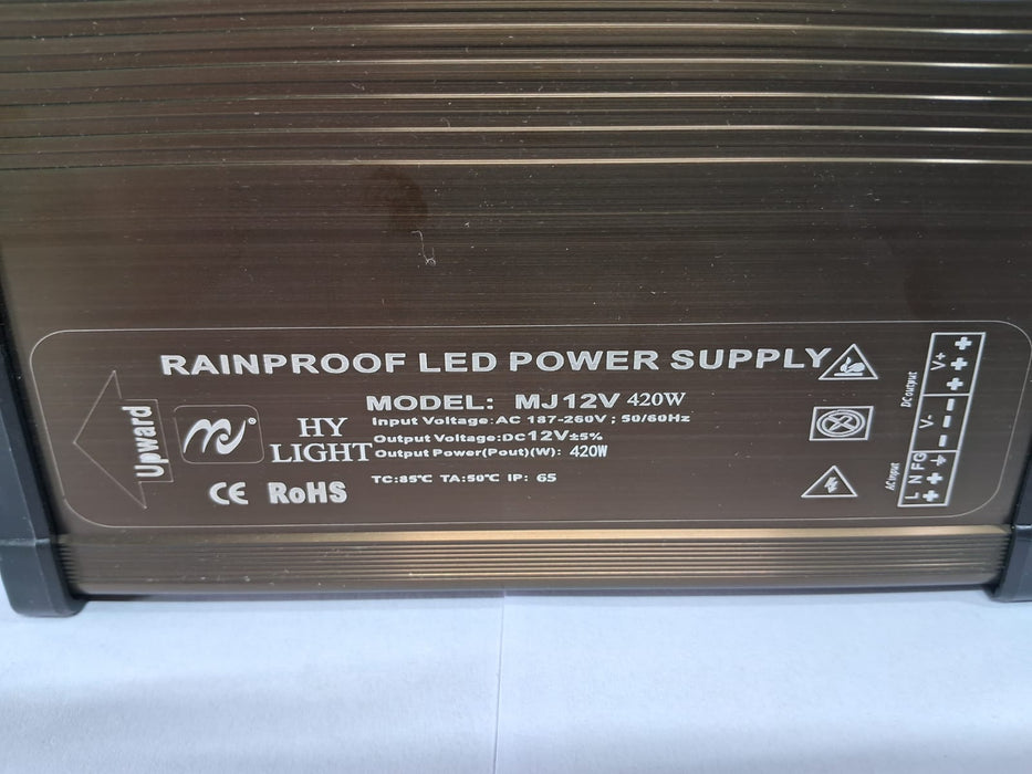 AC TO DC IP-43 MJ12V POWER SUPPLY AC 187-260V DC 12V 420W
