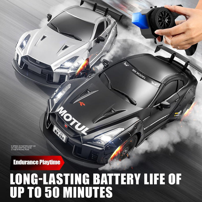 MN MODEL DRIFT GT-R R35 MN268 1:16 W/GYRO RTR REAR DRIVE DRIFT CAR (SILVER)