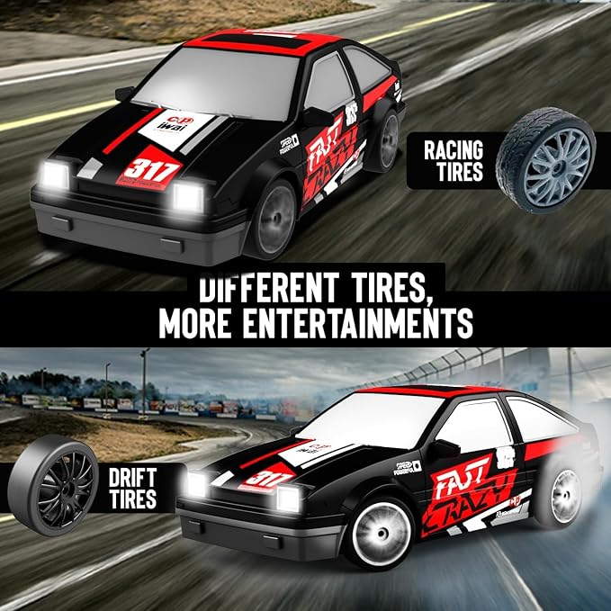 RACING RALLY SC24A07-1 1/24 2.4GHZ 4WD R/C DRIFT CAR RED BLACK