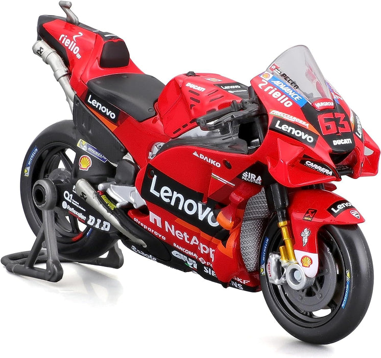 MAISTO - 1/6 SCALE MODEL DUCATI DESMOSEDICI REPLICA LENOVO TEAM # 63 COMPATIBLE WITH FRANCESCO BAGNAIA MOTO GP 2022 (RED) 32229