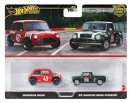 HOT WHEELS 2-PACK: MORRIS MINI / '67 AUSTIN MINI PICKUP DIE-CAST CARS (9C6Q)