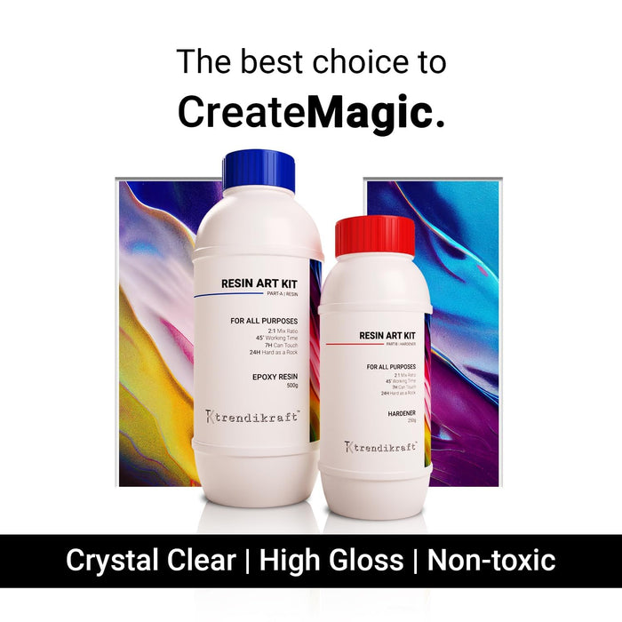 TRENDIKRAFT 2:1 CRYSTAL CLEAR EPOXY RESIN ART KIT WITH LIQUID HARDENER RAISINS ART & CRAFT