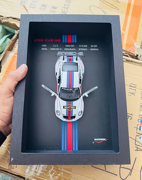 DIE CAST CAR METAL MODEL WITH 3D FRAME 911 GT3 RSR 1:32 SCALE WHITE