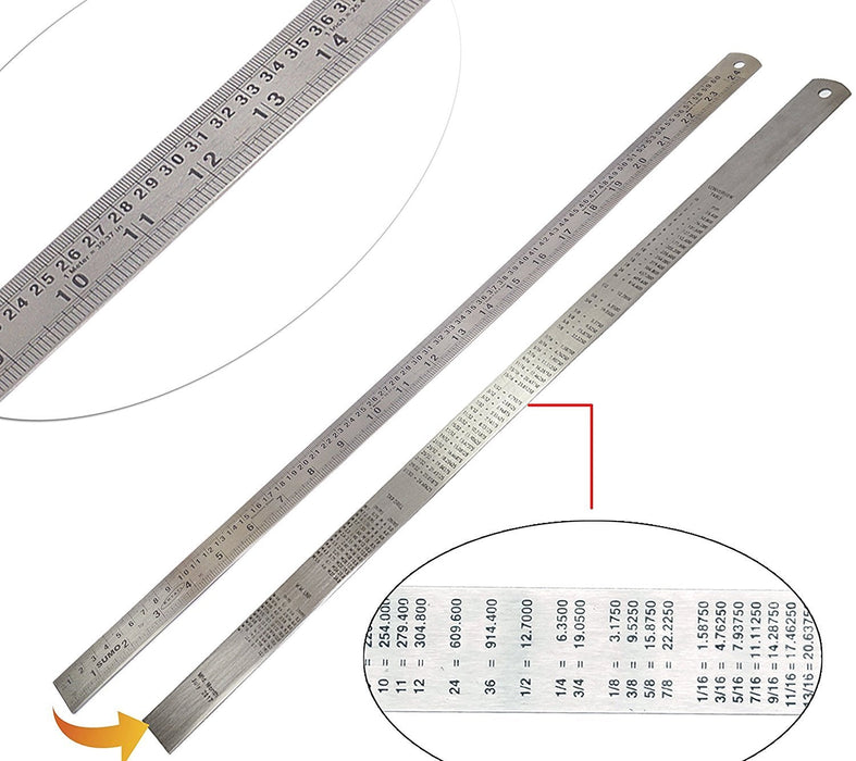 Tia Crafts 24 Inch, 60 Cm Stainless Steel Ruler Scale Long Double