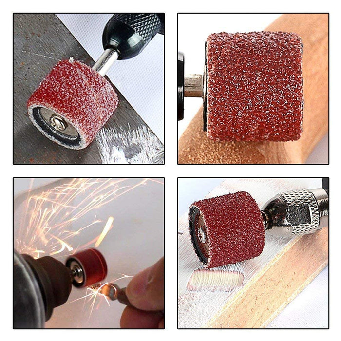 ING 51PCS SANDDRUM SET FOR DREMEL & ALL OTHER ROTARY TOOLS WITH 51 REPLACEABLE SANDBANDS & 6 RUBBER DRUM MANDRELS
