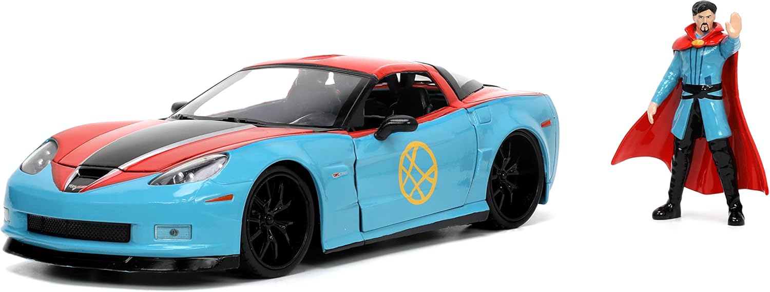 JADA TOYS MARVEL DOCTOR STRANGE 1:24 2006 CHEVY CORVETTE Z06 DIE-CAST CAR WITH 2.75'' DR. STRANGE FIGURE