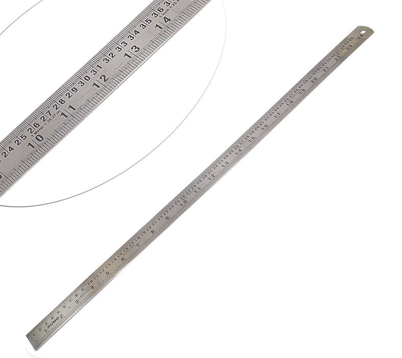Tia Crafts 24 Inch, 60 Cm Stainless Steel Ruler Scale Long Double