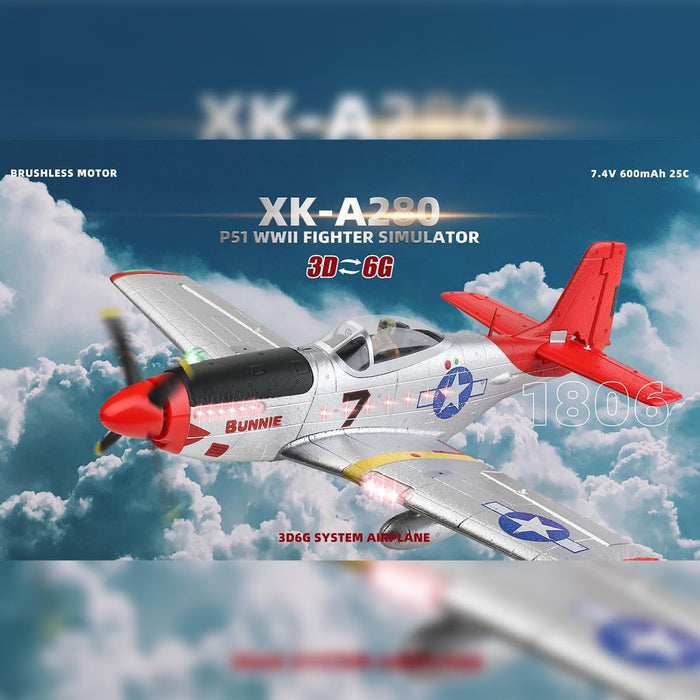 Helixsun XK A280 P-51 RC AIRPLANE, 3D/6G 2.4G 560Mm WINGSPAN