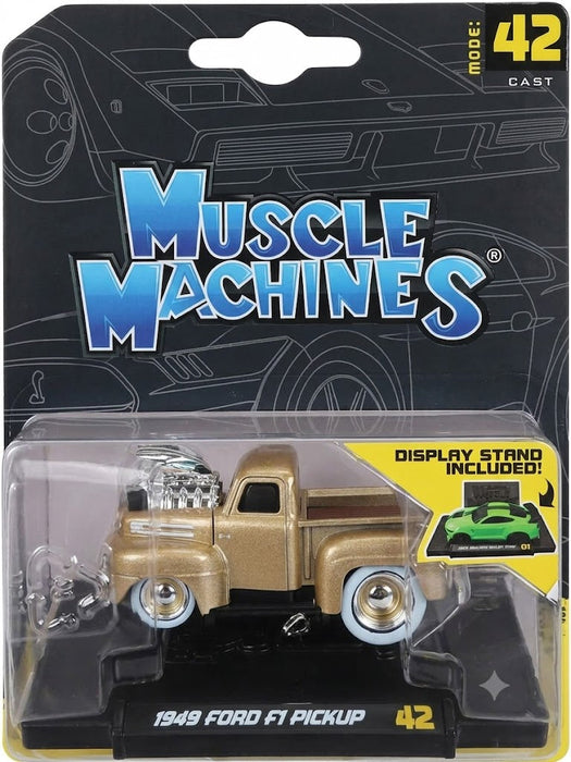 MAISTO MUSCLE MACHINE 1/64 SCALE 1949 FORD F1 PICKUP GOLD METAL DIECAST SERIES 7 MODEL 42