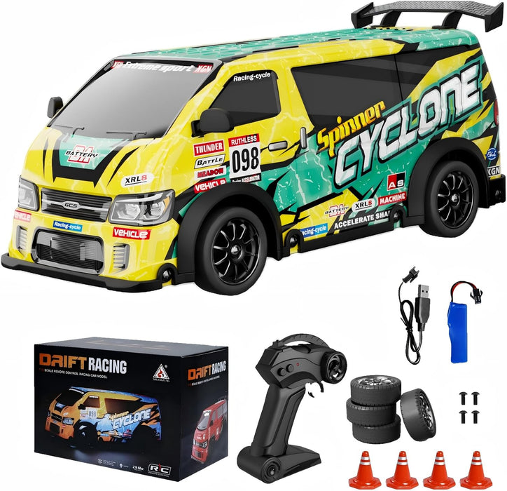 1:24 RC Drift Car - with LED Lights, JDM RC Cars Includes Drift Tire Kit USB Rechargeable Battery, Boys rc Cars Toys for Christmas Birthday