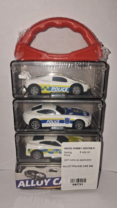 ALLOY POLICE CAR DIE CAST METAL 1: 64 POLICE CAR & STORAGE & 4 RANDOM (PACK OF 4)