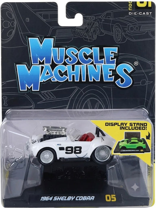 MUSCLE MACHINES 1964 SHELBY COBRA WHITE 1/64 SCALE METAL DIECAST MODEL 05 CODE 15526
