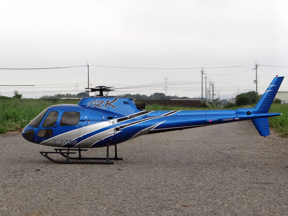 FUNKEY SCALE FUSELAGE AS350 ECUREUIL .50 (600) SIZE SILVER &BLUE COLOR WITH LANDING SKID