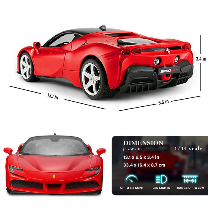 RASTAR FERRARI SF90 STRAOALE 97300 RC CAR 1/14 SCALE (RED)