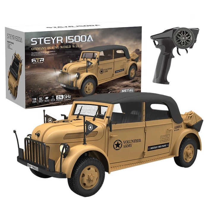 STEYR 1500A HG4-51 PRO RC MILITARY CAR 1:18 GERMAN MILITARY COMMAND VEHICLE 2.4G 4WD RTR DARK GRAY
