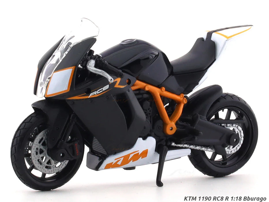 BBURAGO KTM 1190 RC8 R BLACK 1:18 SCALE DIECAST MODEL