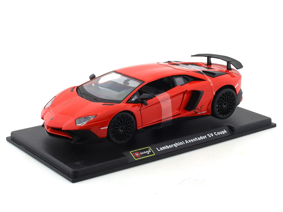 BBURAGO LAMBORGHINI AVENTADOR SV COUPE RED 1:24 SCALE DIECAST MODEL 18-91079