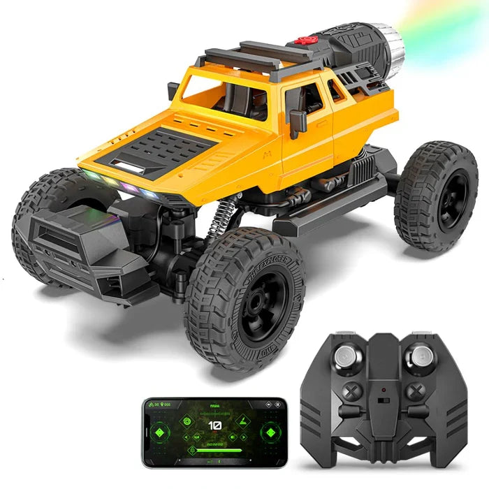 MIRANA EXPLORER 4X4 ALL WHEEL DRIVE REMOTE AND APP CONTROL MONSTER TRUCK, 1.5X POWERFUL NITRO, 2500 MAH LION RECHARGEABLE BATTERY, C TYPE USB CHARGING,SCALE 1:16 (YELLOW)