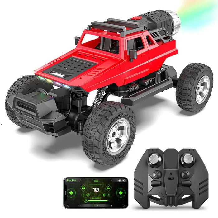 MIRANA EXPLORER 4X4 ALL WHEEL DRIVE REMOTE AND APP CONTROL MONSTER TRUCK, 1.5X POWERFUL NITRO, 2500 MAH LION RECHARGEABLE BATTERY, C TYPE USB CHARGING,SCALE 1:16 ( RED )