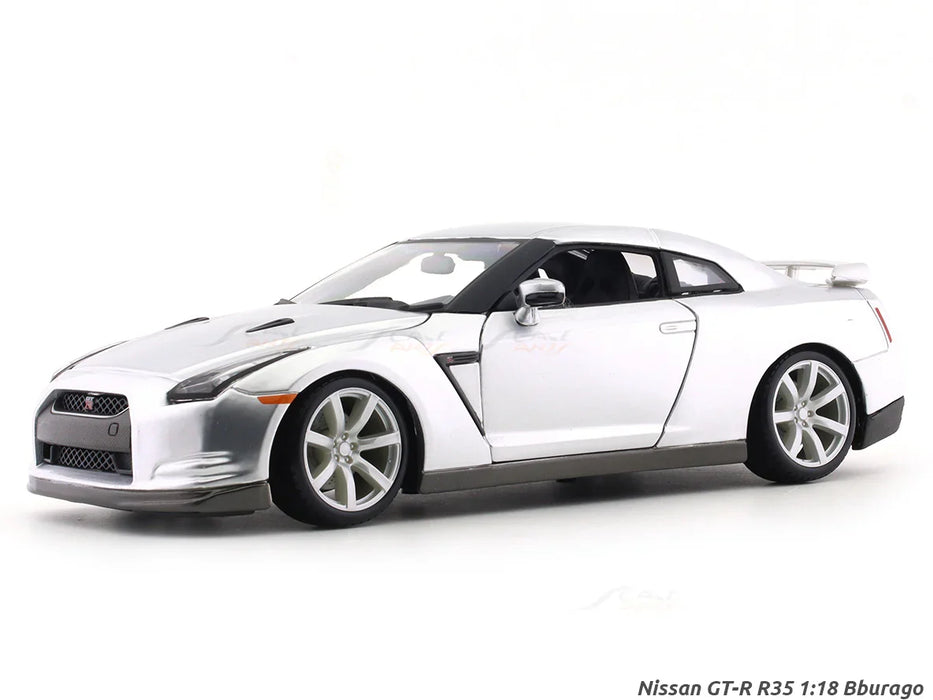 BBURAGO 2009 NISSAN GT-R (R35) LIQUID SILVER 1/18 SCALE 18-01921