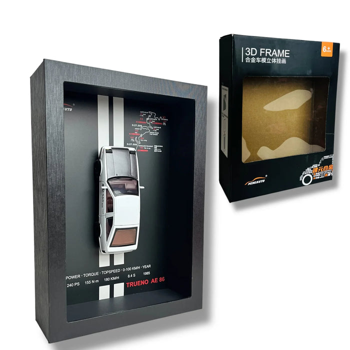 DIE CAST CAR METAL MODEL WITH 3D FRAME TRUENO AE 86 1:32 SCALE WHITE 8017A