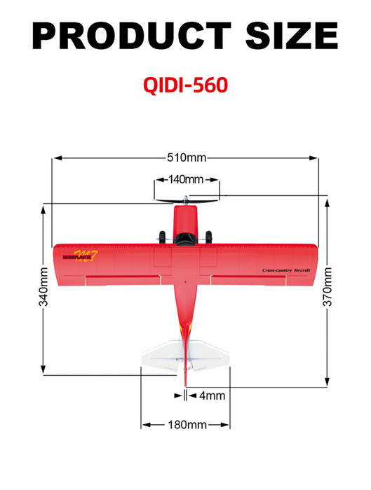 CROSS-COUNTRY AIRCRAFT QIDI-560 M7 51.2CM WING SPAN 37CM FUSELAGE (BLUE)