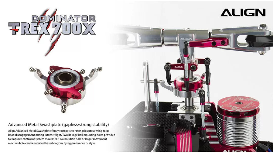 ALIGN TREX DOMINATOR 700X  FULL HELI  PARTS USED (CYCLIC SERVOS- ALIGN HV Ds820mx3/TAIL SERVO-ALIGN HV DS825M ESC-HOBBYWING PLATINUM PRO ESC  120A V4/FLYBARLESS UNIT-SPRIT PRO FLYBARLESS UNIT/MOTOR-ALIGN RCM BL850MX 490KV)