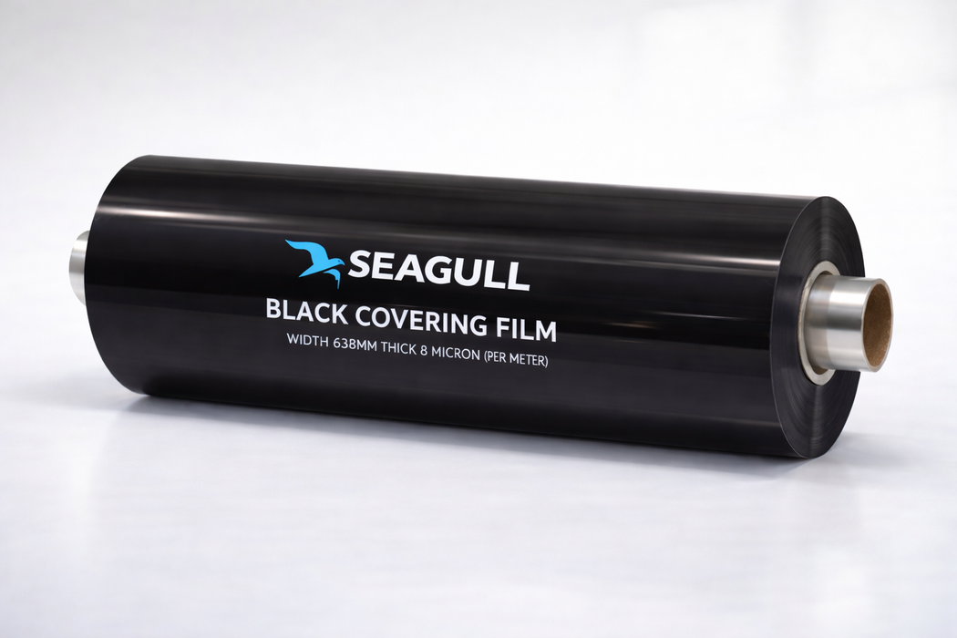 SEAGULL BLACK COVERING FILM WIDTH 638MM THICK 8 MICRON (PER METER)