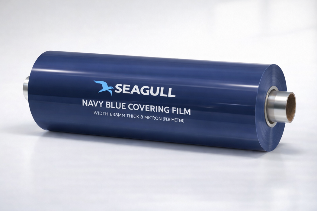 SEAGULL DARK BLUE COVERING FILM WIDTH 638MM THICK 8 MICRON (PER METER)