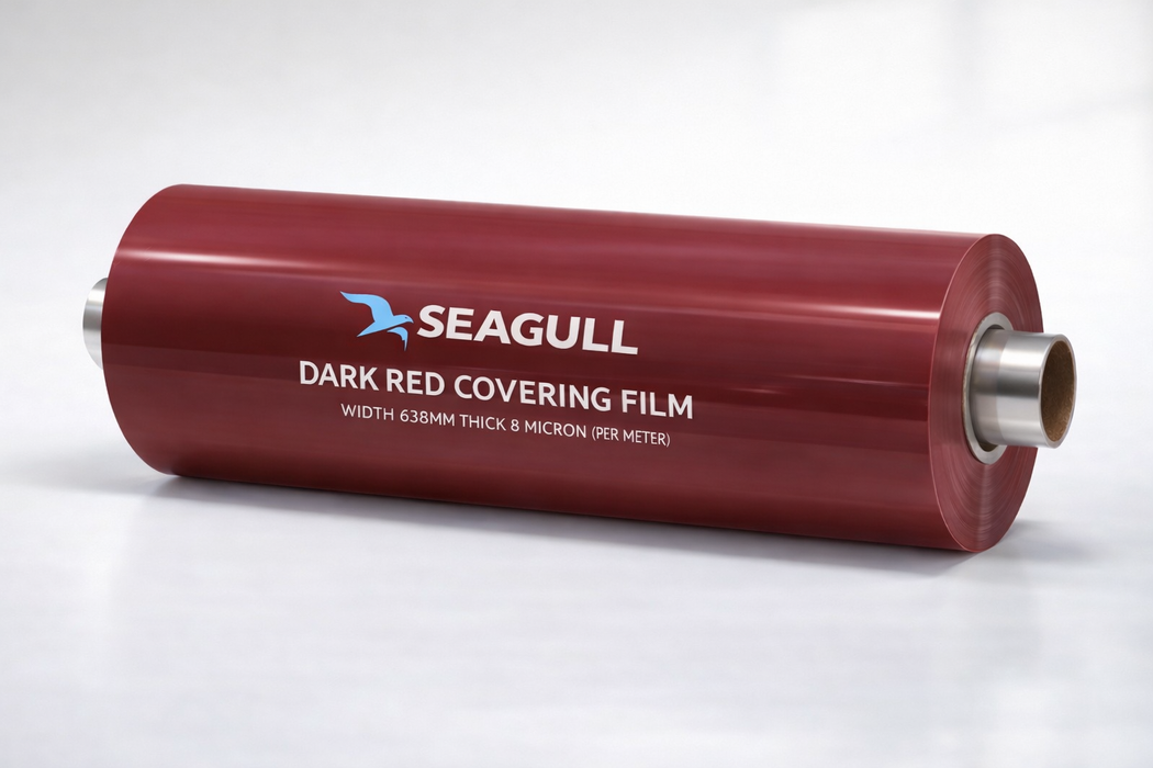 SEAGULL DARK RED COVERING FILM WIDTH 638MM THICK 8 MICRON (PER METER)