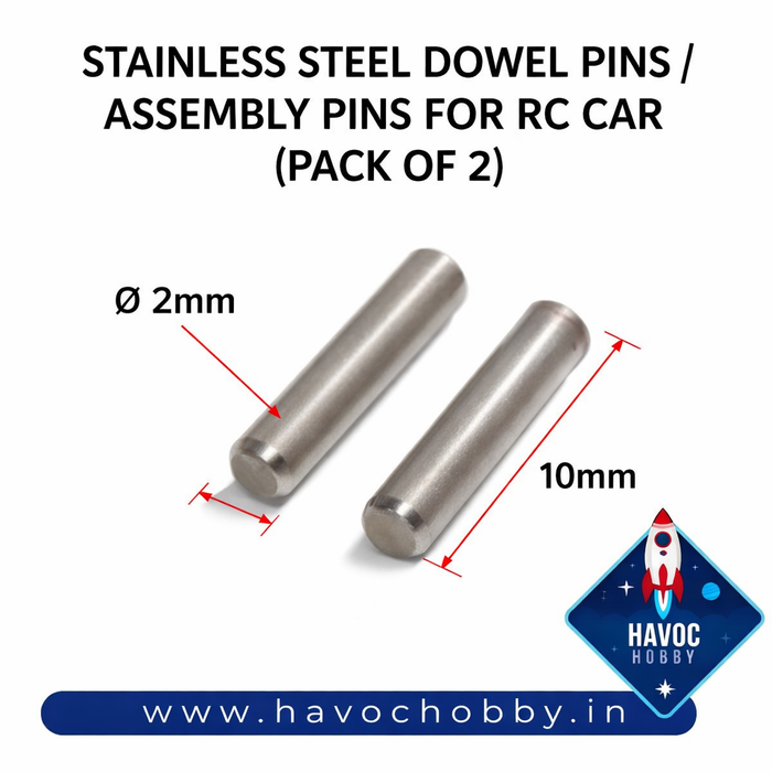 Stainless Steel Dowel Pins for RC Cars – 2mm x 10mm Assembly Pins