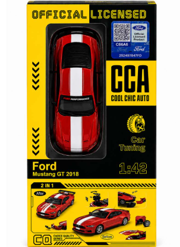 CCA FORD MUSTANG GT 2018 1:42 SCALE 67119 (RED)