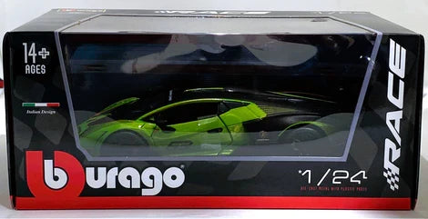 BBURAGO RACING SERIES LAMBORGHINI ESSENZA SCV12 1/24 GREEN DIE CAST MODEL 18-98017