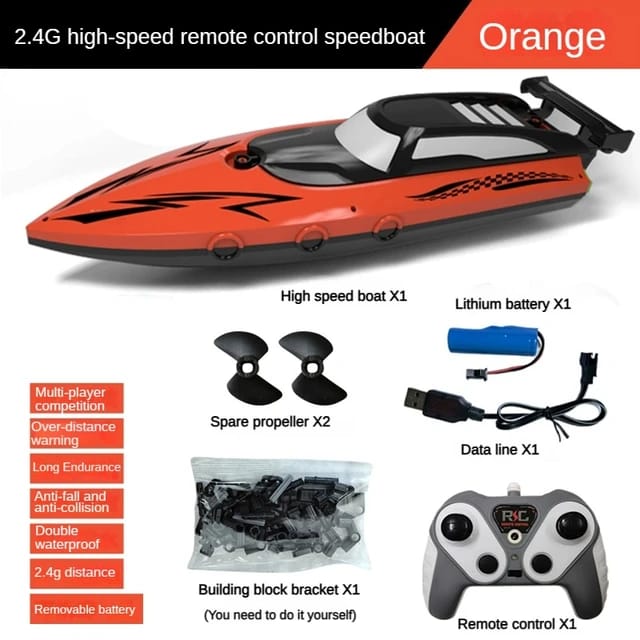 2.4Ghz RC Boat Airship High Speed Boat Kids Water Toys Outdoor Toys Summer Gifts For Boys Waterproof Rechargeable